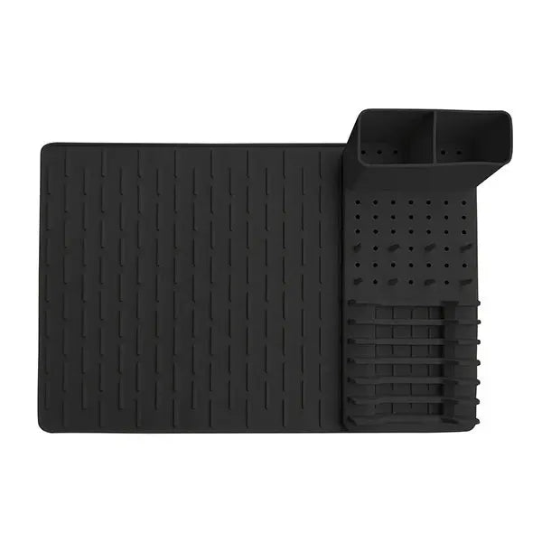 2-Pack Silicone Dish Drying Rack & Mat Set | Foldable Organizer Dish Drying Rack Set Axl Black Set