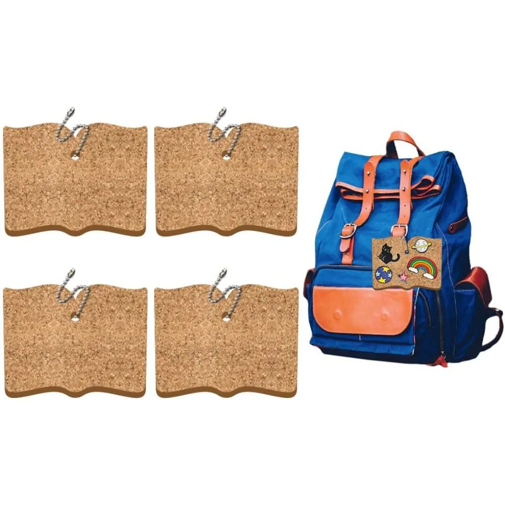4-Pack Book Cork Enamel Pin Display Board with Key Chain 4.7x3.5" Pin Display Board Axl