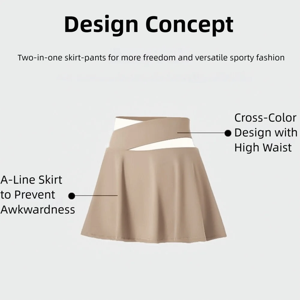 Women's Tennis Skirt with Built-In Shorts | Stretchy Golf Skirt Athletic Tennis Skirt Axl