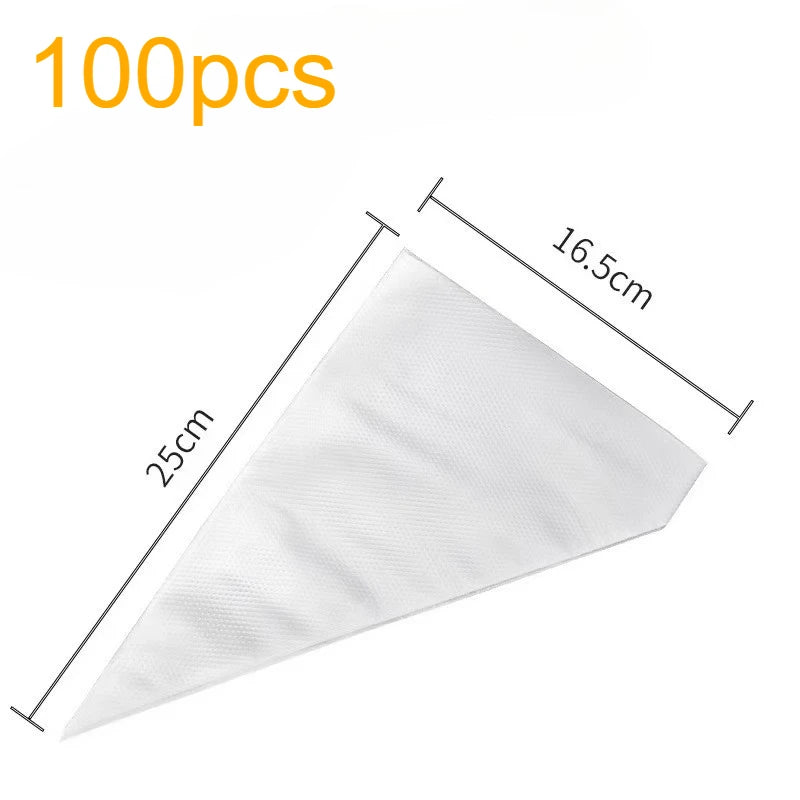 100-Pack Thick Disposable Piping Bags – Cake Decorating Tools Piping Bags Axl White-100pcs