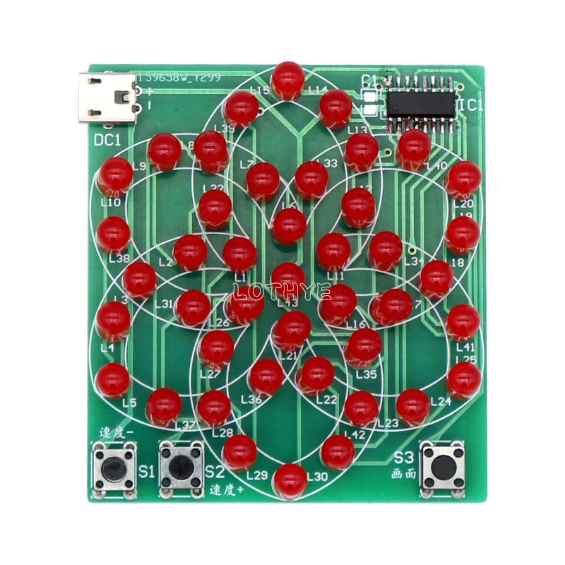 43 LED DIY Windmill Soldering Kit – 9 Animated LED Patterns 5V DIY Electronics Kit Axl