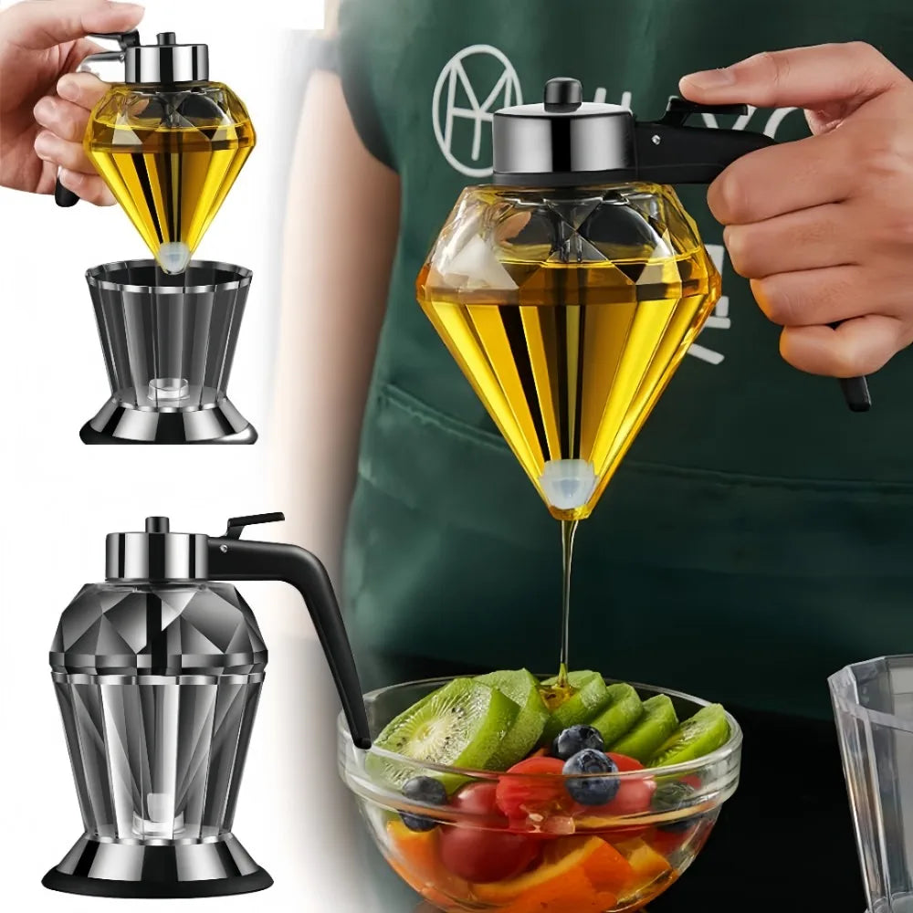 Diamond Glass Oil Dispenser – Leak-Proof Press Pour Bottle Oil Dispenser Bottle Axl