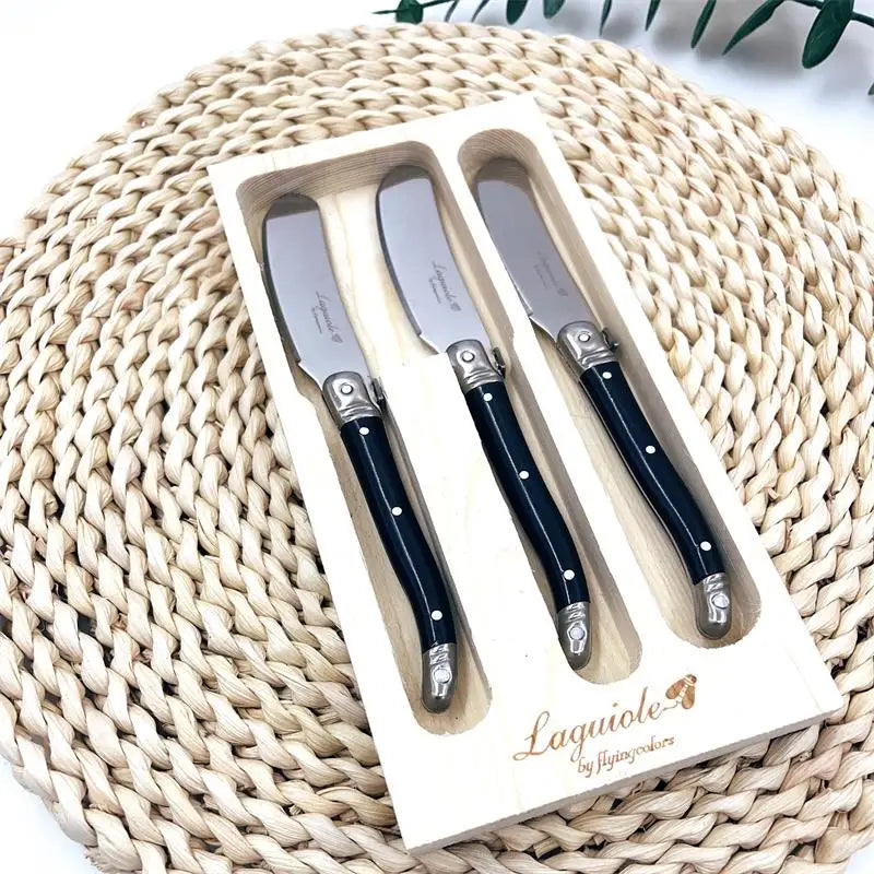 Laguiole Rainbow Butter & Cheese Spreader Knives – 4-Piece Set Cheese Spreader Set Axl 3pcs black box