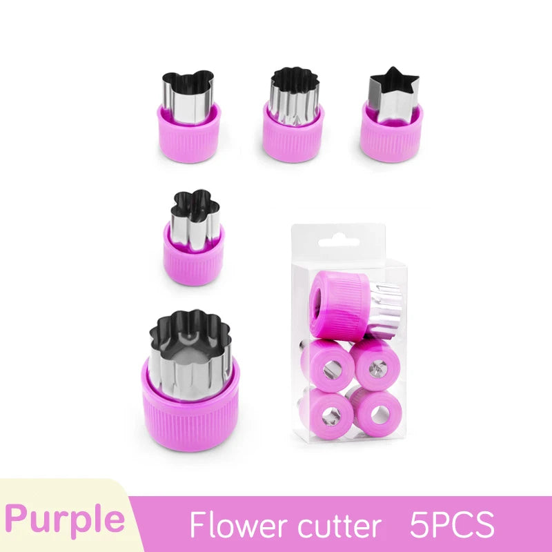 Stainless Steel Cookie & Fruit Cutter Mold Set – Flower Shapes Cookie Cutter Set Axl 5pcs-Purple