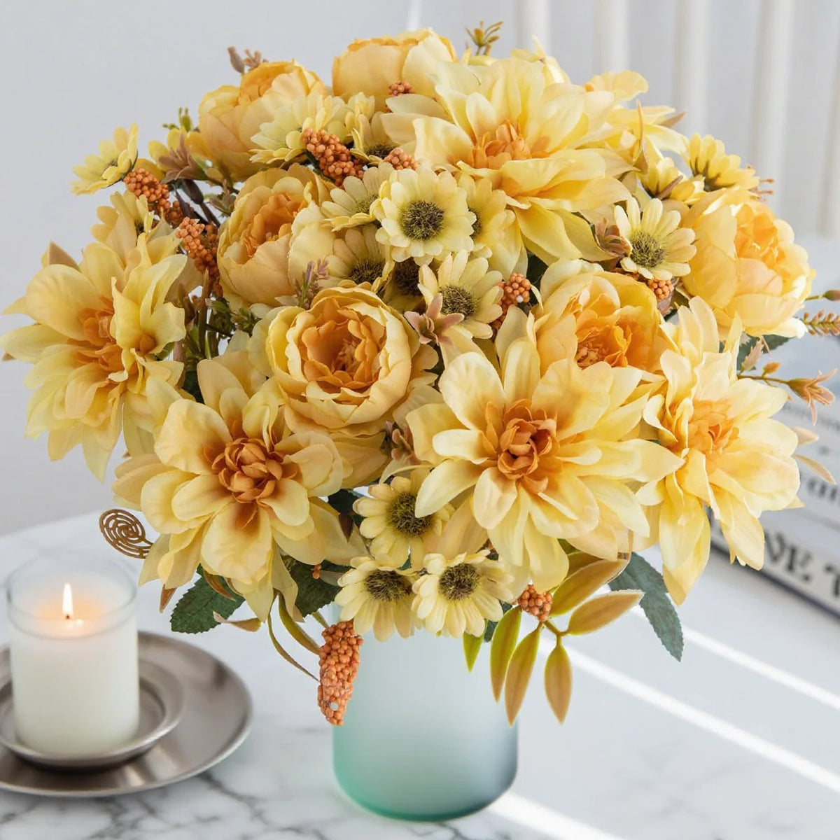 Silk Dahlia Rose Artificial Flowers for Wedding & Home Decor Artificial Silk Flowers Axl