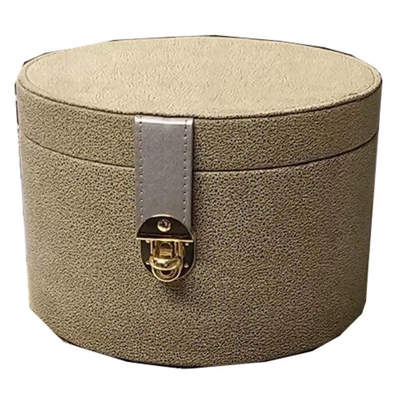 Round Leather Storage Box – Luxury Closet Organizer Bin Leather Storage Box Axl Apricot 31X19CM