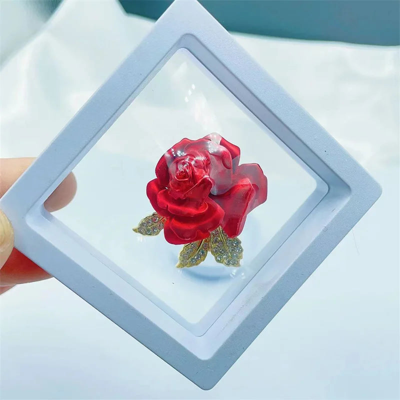 Red Rose Brooch Pin – Elegant Metal Alloy Floral Lapel Pin Floral Brooch Pin Axl