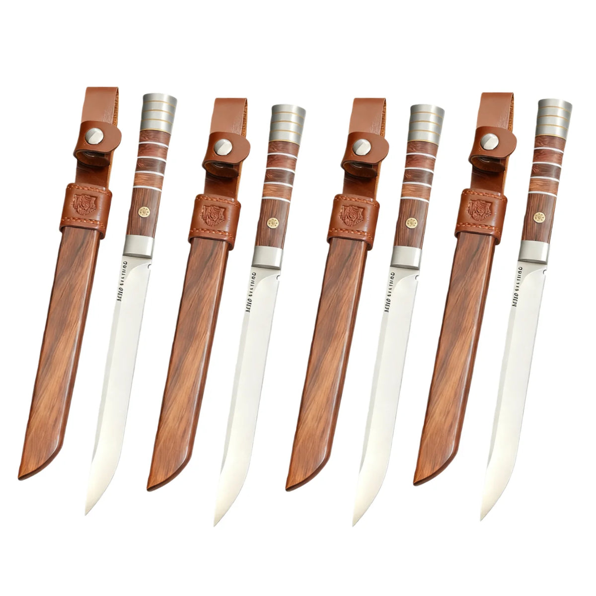 Meat Cutting Knife Set – 5Cr Steel Blade & Wooden Sheath Kitchen Knife Set Axl 4pc