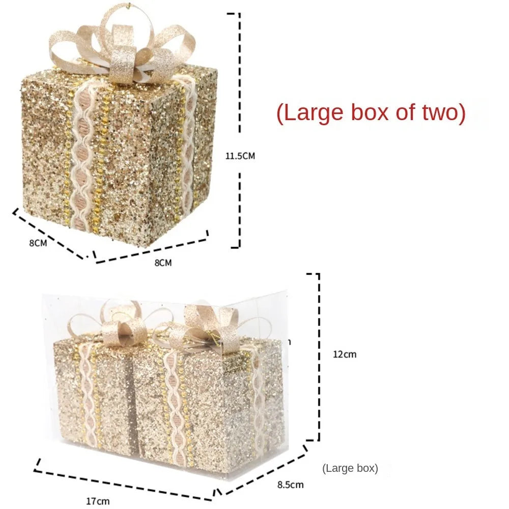 Lace Gift Box Christmas Tree Ornaments – DIY Plastic Pendant Set Christmas Tree Ornament Axl Champagne Large