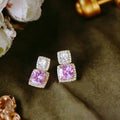 Huitan Pink & White CZ Drop Earrings – Wedding Party Jewelry CZ Drop Earrings Axl E5663