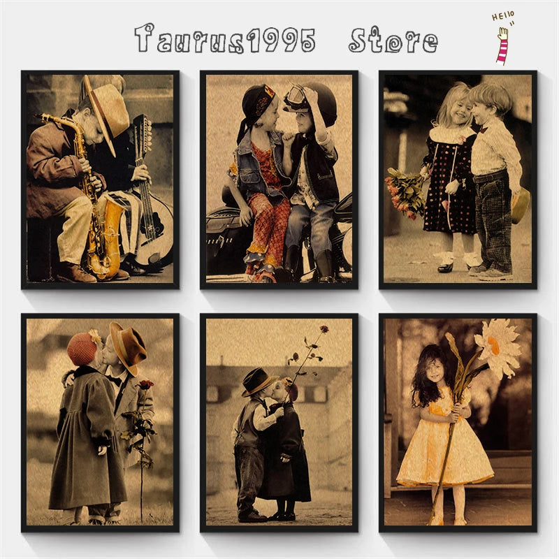 Street Art Kraft Paper Wall Poster – Boy & Girl Kiss Mural Wall Art Poster Axl