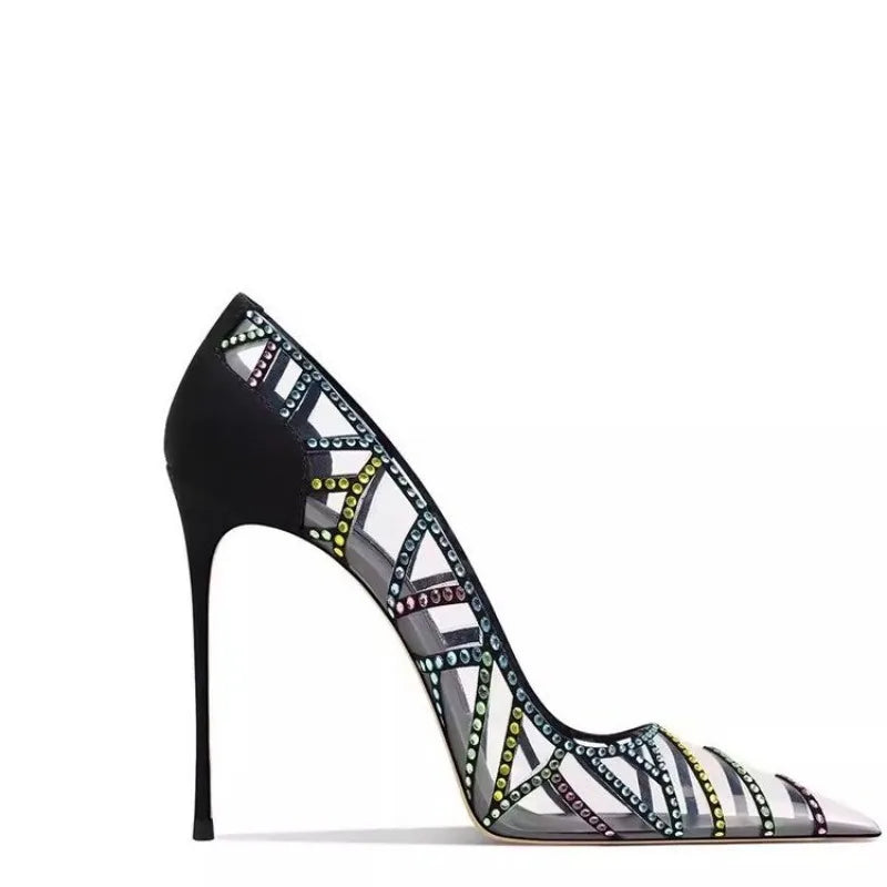 Women's Rhinestone Stiletto Pump Sandals – Pointed Toe Heels Stiletto Pump Sandals Axl