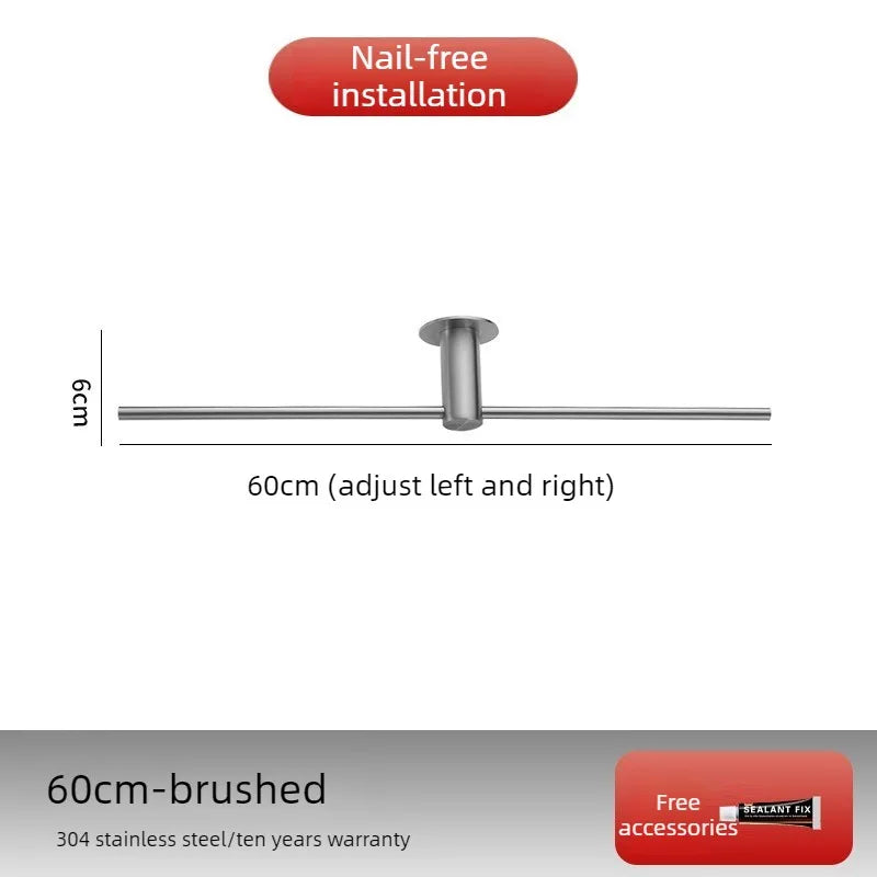 No-Drill Stainless Steel Towel Bar – Bathroom Wall Rack Bathroom Towel Bar Axl No-drill Silver 60CM