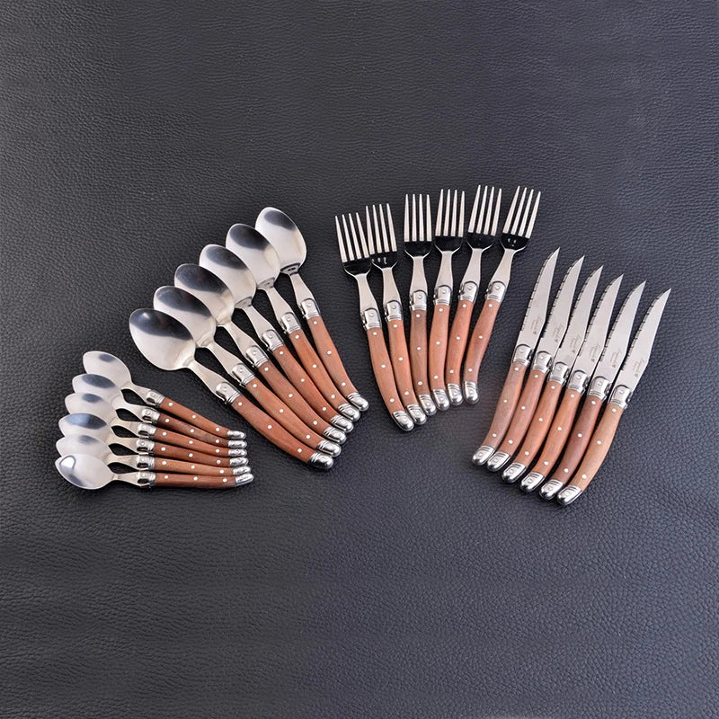 Laguiole Wood Handle Steak Forks Set – 8.5" Stainless Steel Steak Fork Set Axl