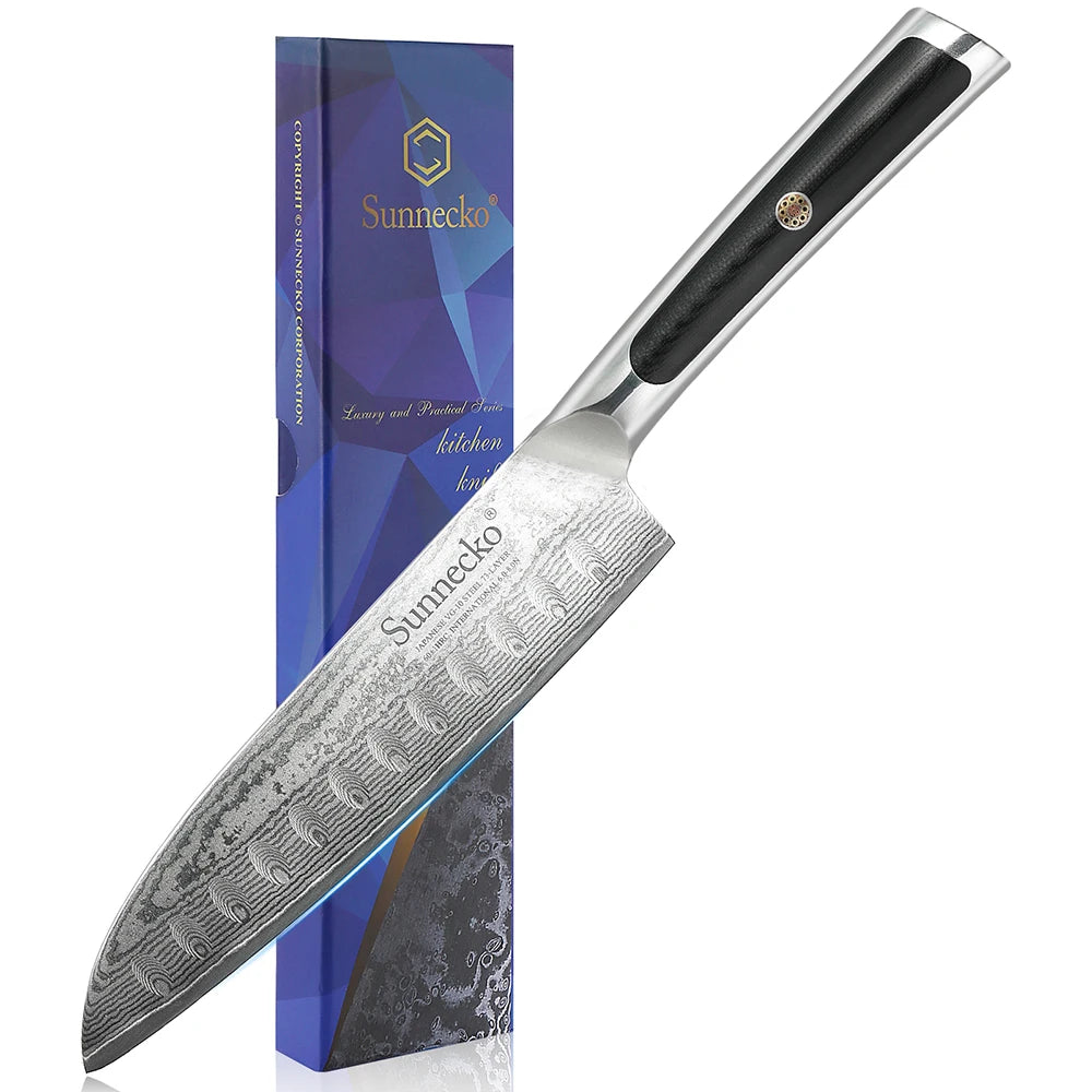 Sunnecko Damascus Santoku Knife Set – VG10 Steel & G10 Handle Damascus Santoku Knife Axl 7 Inch Santoku Knife China Mainland