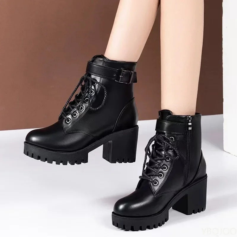 Women's Side-Zip Ankle Boots – Square Heel Round Toe | YBQJOO Women's Ankle Boots Axl