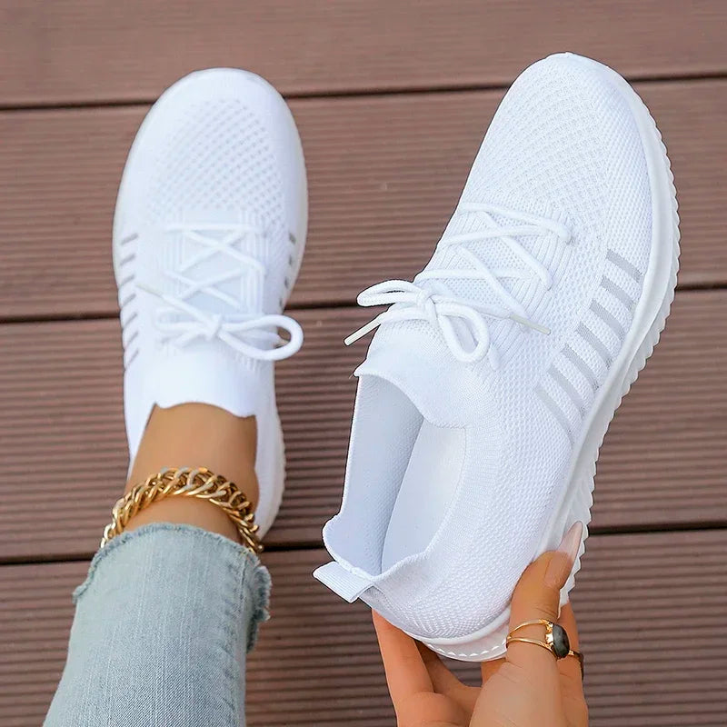 Women's White Breathable Slip-On Sneakers | Mesh Sport Shoes Women's Sneakers Axl
