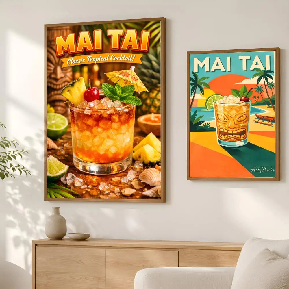 Mai Tai Cocktail Wall Art Poster – Self-Stick HD Waterproof Wall Art Poster Axl