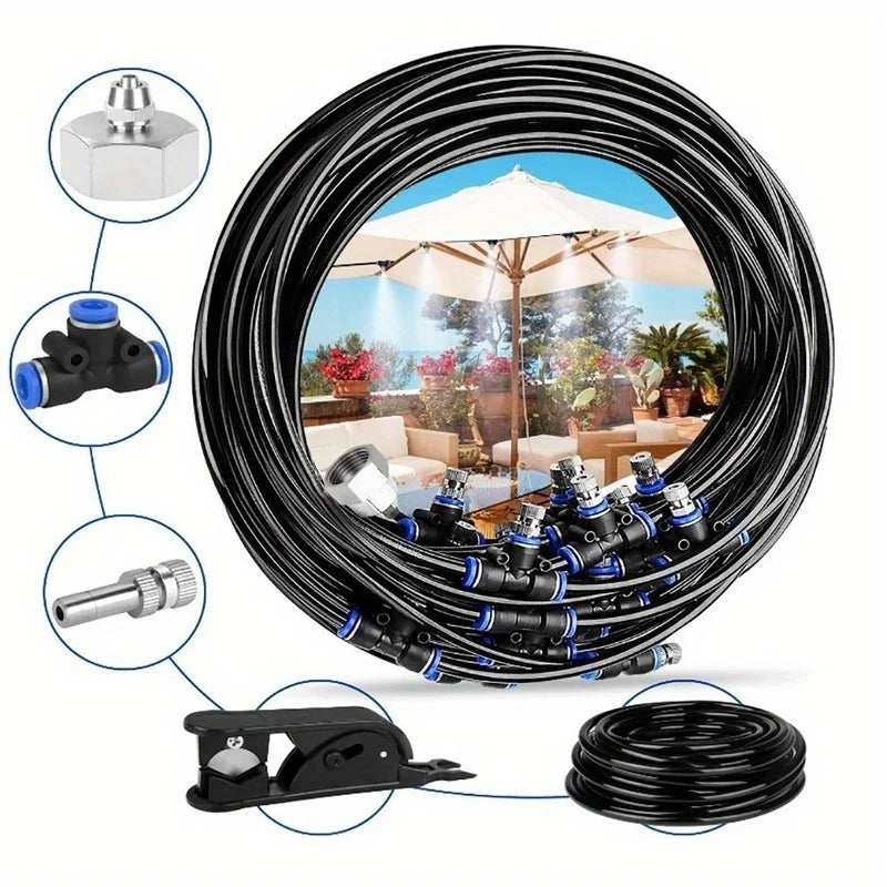 Outdoor Misting Cooling System Kit 10/15/20M – Garden Sprayer Garden Misting Kit Axl 20MetersEUPlug