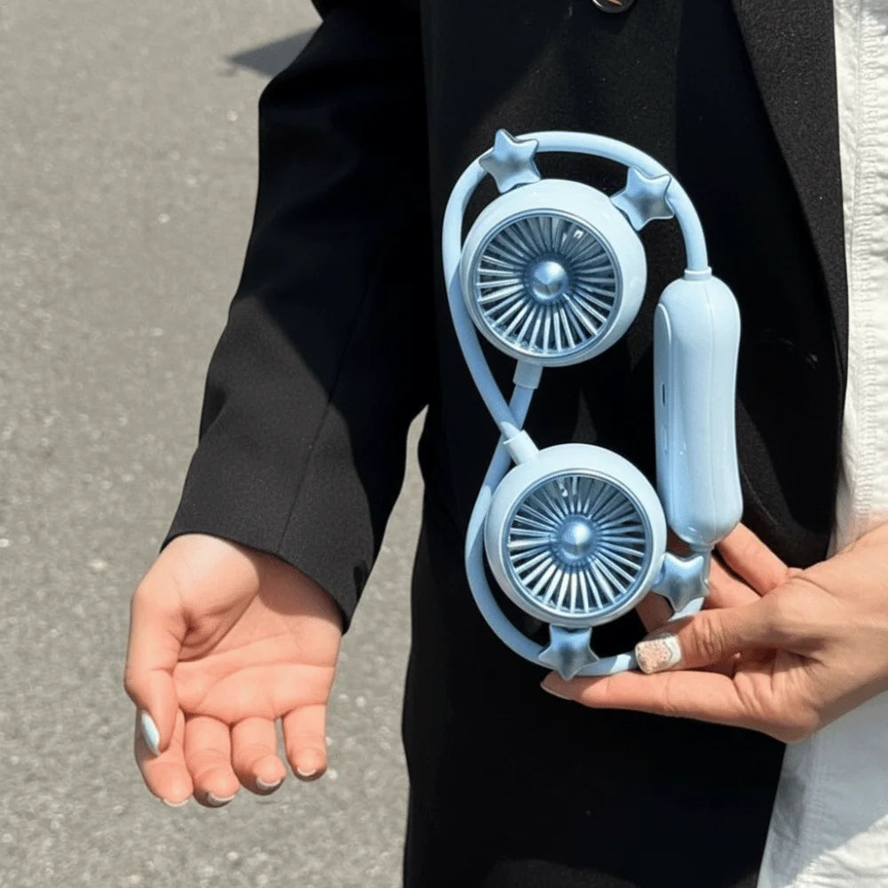 Foldable USB Rechargeable Neck Fan – Quiet Hands-Free Cooling Wearable Neck Fan Axl