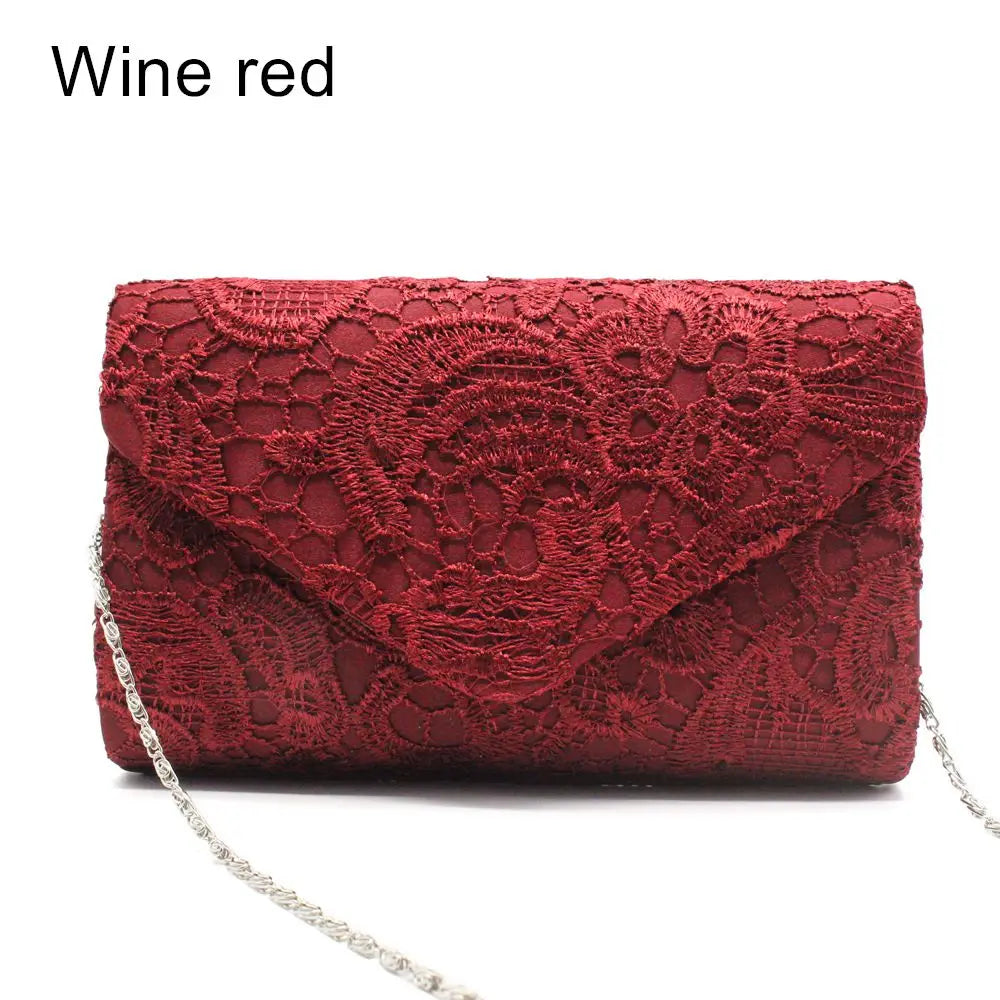Women's Lace Clutch Bag – Evening Party & Wedding Purse Lace Clutch Bag Axl wine red