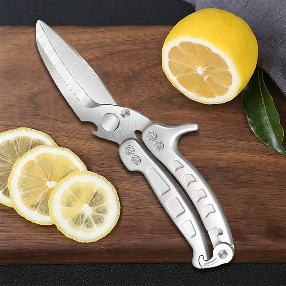 Multi-Functional Kitchen Scissors – Heavy Duty Chicken Bone Shears Kitchen Shears Axl Scissors-Silvery