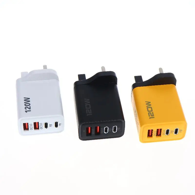 4-Port 120W USB-C Fast Charger – PD & QC3.0 | EU US UK USB Charging Station Axl
