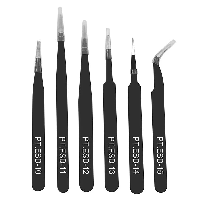6-Piece Anti-Static Stainless Steel Eyelash Extension Tweezers Eyelash Tweezers Set Axl