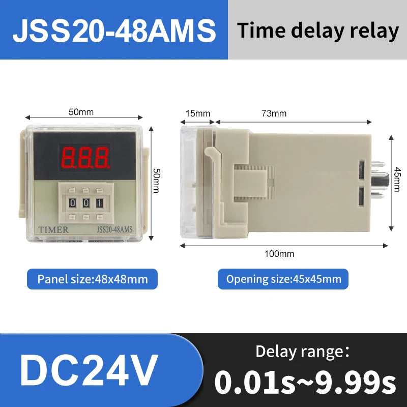 JSS20-48 Programmable Digital Time Relay DC24V AC220V LED Digital Time Relay Axl 9.99S-DC24v