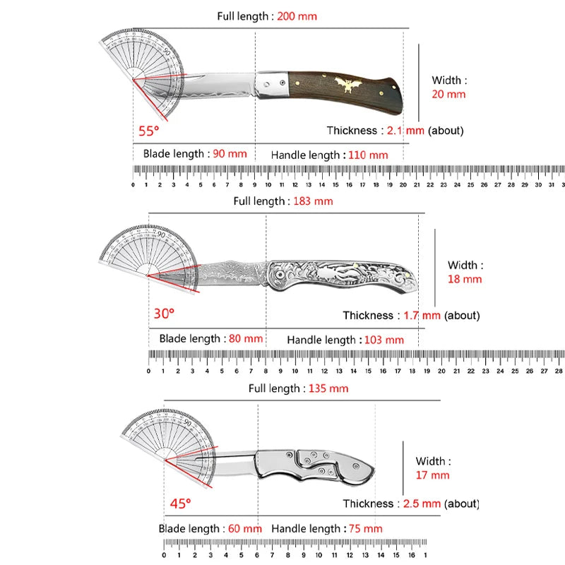 InLeung Damascus Steel Folding Pocket Knife – Fruit & Paring Folding Pocket Knife Axl