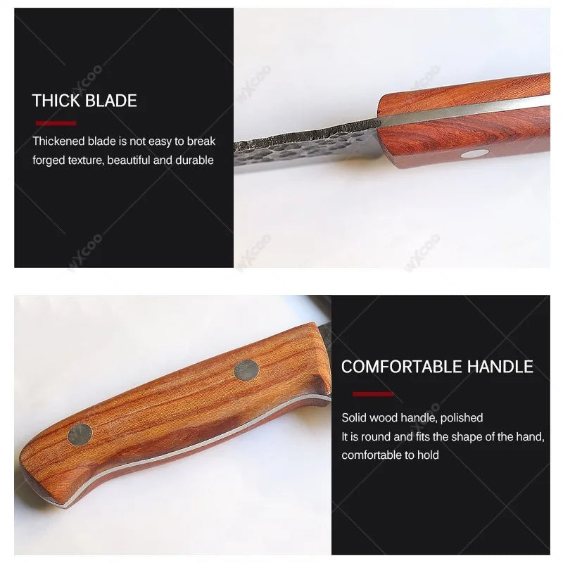 WXCOO Handcrafted Kitchen & Folding Knife Combo | Wood Handle Kitchen Knife Set Axl