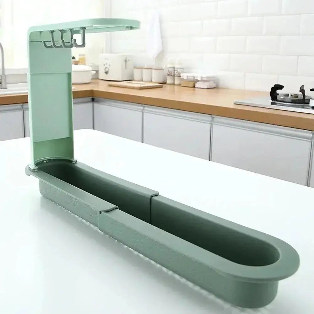 Telescopic Sink Organizer Rack – Sponge, Soap & Drain Basket Sink Organizer Rack Axl Green