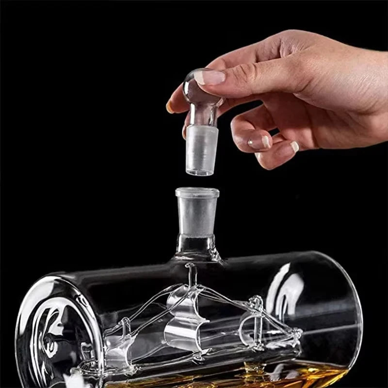 KEMORELA Boat Ship Whiskey Decanter Set – 1100ml & 4 Cups Whiskey Decanter Set Axl