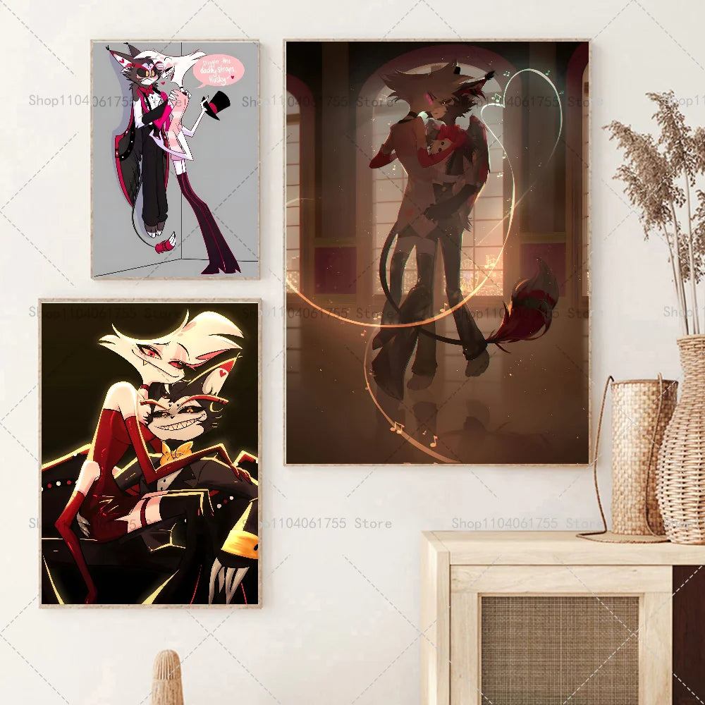 Hazbin Hotel Angel Dust Alastor Poster – Self-Adhesive Wall Art Anime Wall Poster Axl