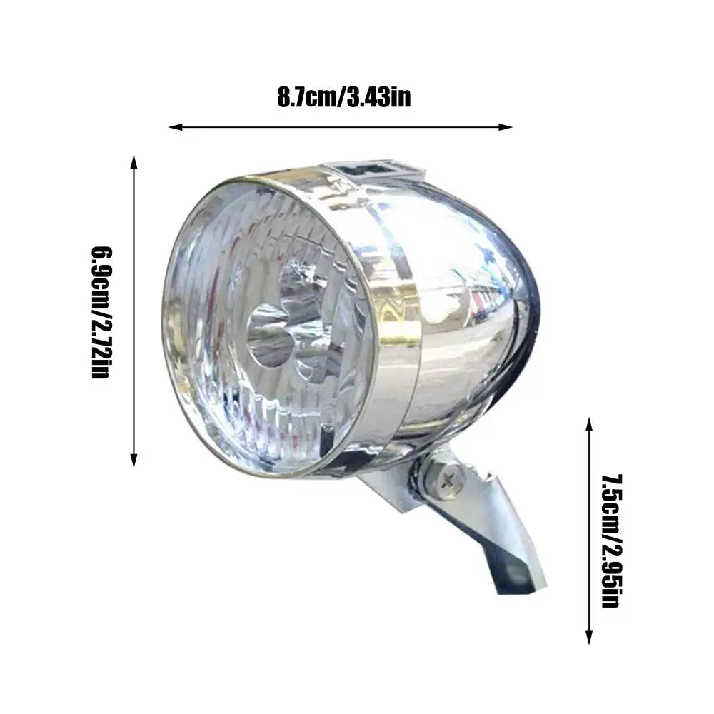 Retro Bike Headlight – USB Rechargeable 3 LED Front Light Bicycle Headlight Axl Silver