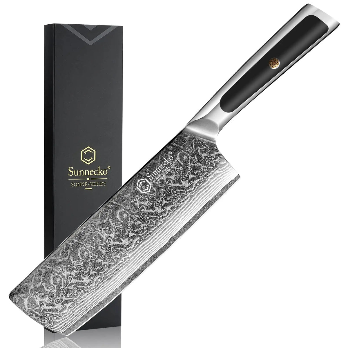 Sunnecko Damascus Kitchen Knife Set | VG10 Core 67-Layer Steel Damascus Kitchen Knife Set Axl 7 Inch Nakiri Knife China Mainland