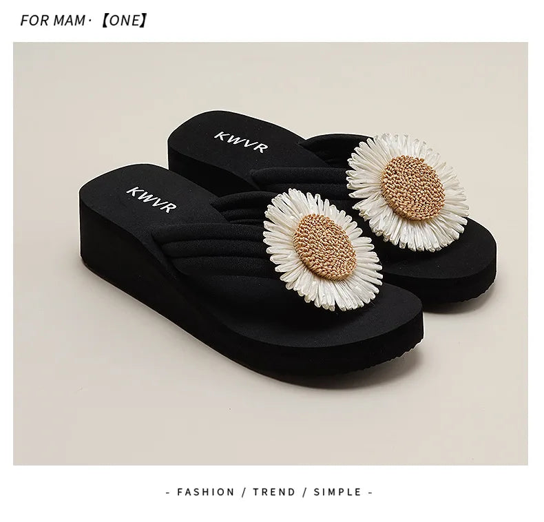Women's Floral Wedge Platform Slippers – Breathable Beach Slides Wedge Platform Slippers Axl