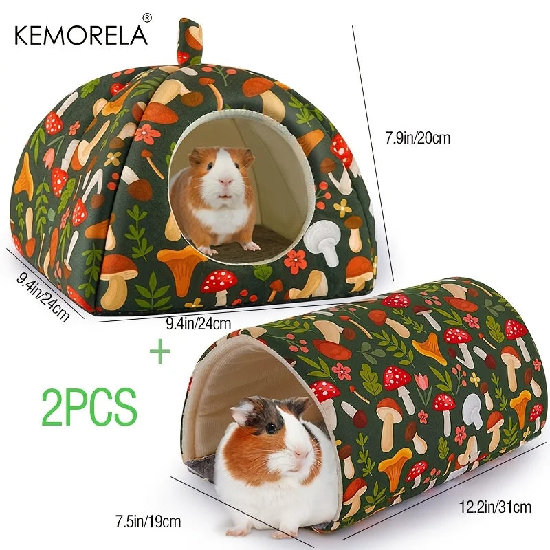 KEMORELA 2PCS Hamster House Warm Mat & Small Animal Bed Small Animal Bed Axl 2PCS