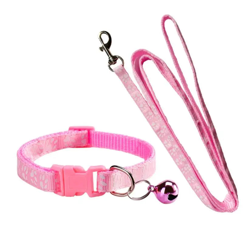 Dog Paw Print Leash & Adjustable Collar Set | Puppy Walking Lead Dog Leash & Collar Set Axl A11