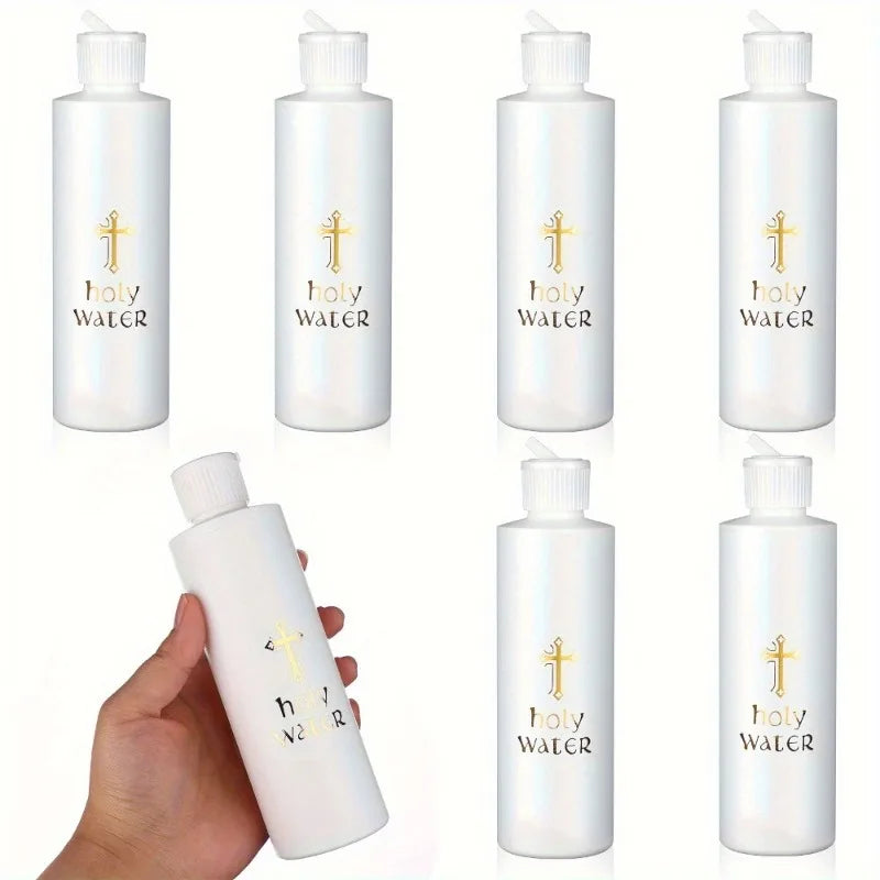 6-Pack 250ml Holy Water Bottles with Gold Cross – Catholic Set Religious Bottle Set Axl