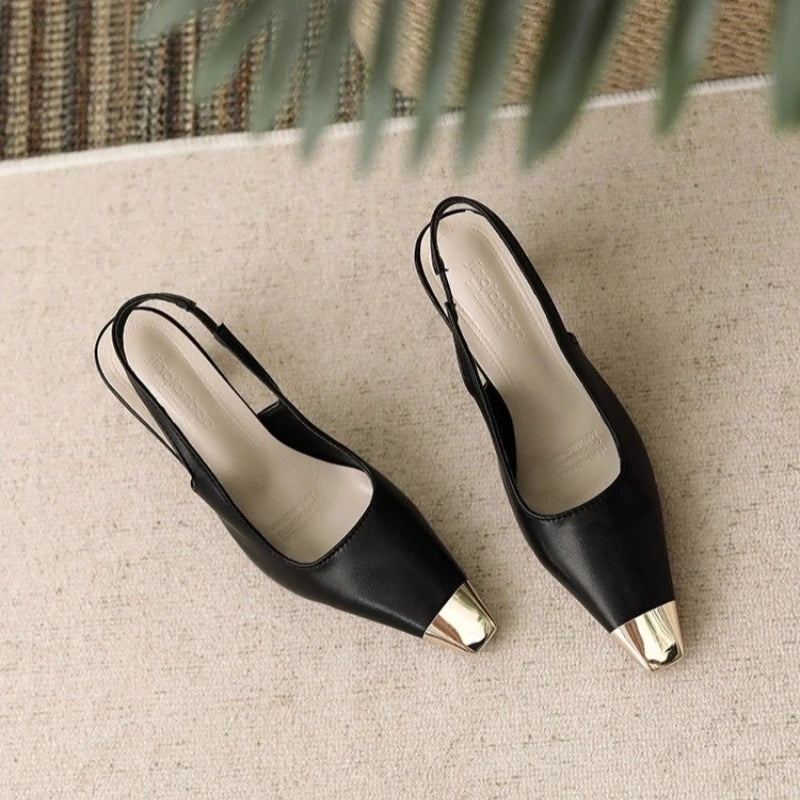 Wide Size Square Toe High Heel Sandals – Metal Detail Buckle High Heel Sandals Axl