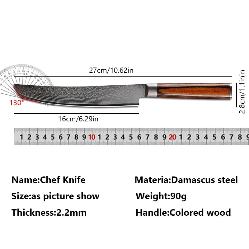 Damascus Steel Chef Knife – 67-Layer Kiritsuke Kitchen Blade Damascus Chef Knife Axl
