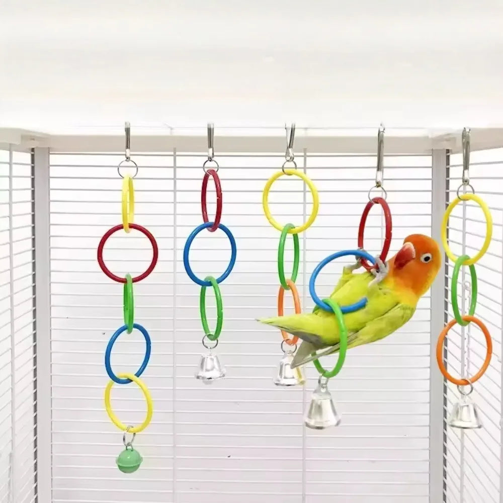 Colorful Hanging Ring Toy for Birds – Cage Swing & Climb Bird Cage Toy Axl