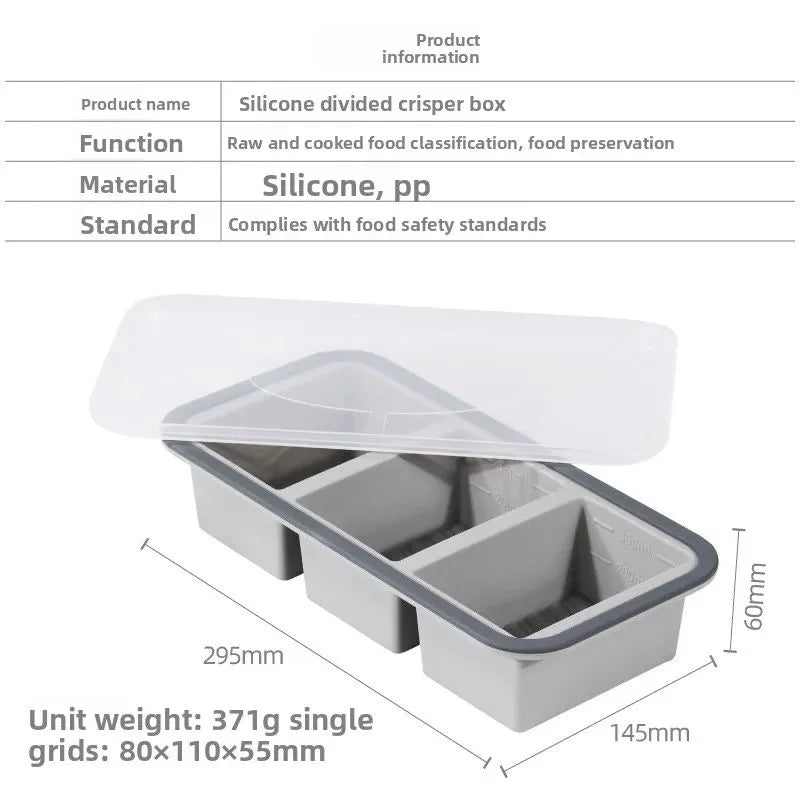 Silicone Compartment Lunch Box – Microwave & Fridge Safe Compartment Lunch Box Axl 3 grids