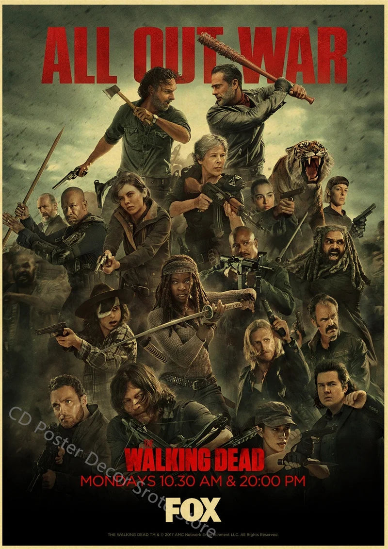 Walking Dead Retro Vintage Poster | Wall Art Print A3/A4 Wall Art Poster Axl 3 A4