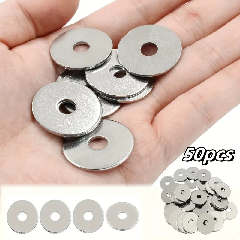 50 Pcs M6 Flat Washers – Galvanized Steel Spacers 6x20x1.5mm Flat Washers Axl