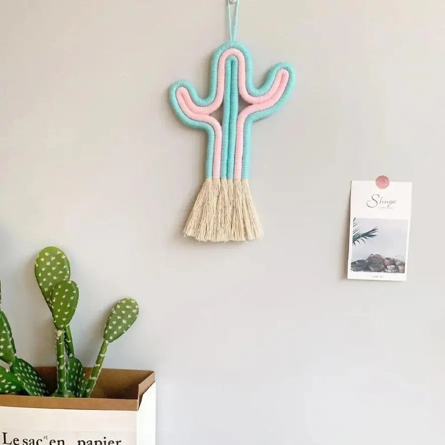 Cactus Macrame Wall Hanging – Boho Cotton Rope Home Decor Macrame Wall Hanging Axl