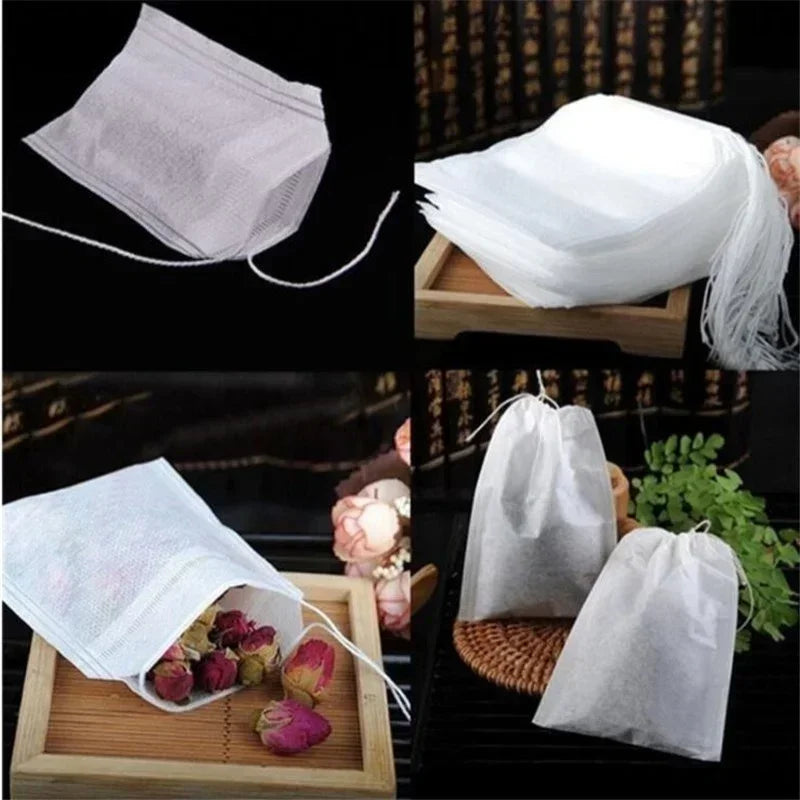 100-Pack Empty Drawstring Tea Bags – Herb & Spice Filter Pouches Tea Filter Bags Axl
