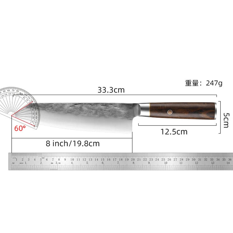 XUAN FENG Hand Forged 9CR18 Chef Knife – Wood Handle Chef Knife Axl