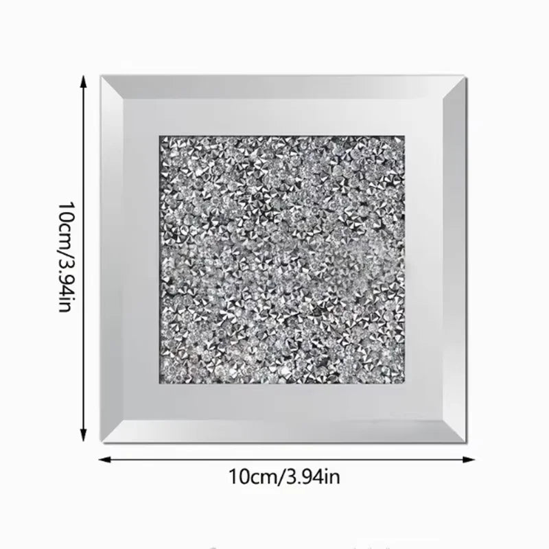 Rhinestone Mirror Glass Cup Coaster – Silver Luxury Mat Decorative Coaster Axl 1 pcs square